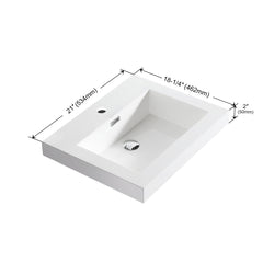 Dowell 21" Bathroom Sink - Single Bowl Resin Basin, Rectangular Drop In with Overflow, White - 000 2118BP Series