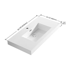 Dowell 35-7/8" Bathroom Topmount Resin Basin with Overflow - One 19-1/4" Sink, 4-3/8" Deep - 000 3618BP Series