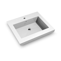 Dowell 24-7/8" Bathroom Topmount Resin Basin with Overflow - One 19-5/8" Sink, 4-3/4" Deep - 000 2522BP Series