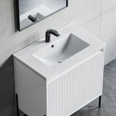 Dowell 30" Bathroom Topmount Ceramic Basin with Overflow - One 18-1/8" Sink, 5-1/8" Deep - 000 3018BT Series