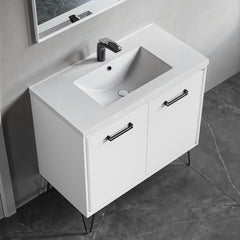 Dowell 35-5/8" Bathroom Topmount Ceramic Basin with Overflow - One 20-1/2" Sink, 5-1/8" Deep - 000 3618BT Series