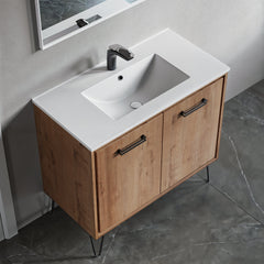 Dowell 36" Ceramic Topmount Bathroom Basin with Overflow - 000 3618B Series - White