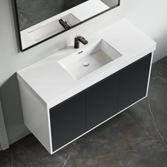 Dowell 48" Bathroom Topmount Resin Basin with Overflow - One 18-1/4" Sink, 3-1/8" Deep - 000 4818BPS Series