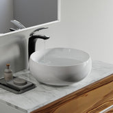 Dowell 15" Bathroom Round Ceramic Vessel Sink - 5-7/8" Deep - 000 1515 Series