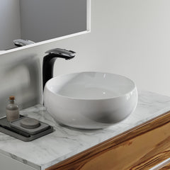 Dowell 15" Bathroom Round Ceramic Vessel Sink - 5-7/8" Deep - 000 1515 Series
