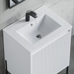 Dowell 24" Bathroom Topmount Ceramic Basin with Overflow - One 16-1/2" Sink, 4-3/8" Deep - 000 2418B Series