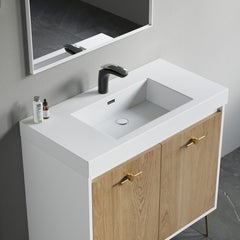 Dowell 35-7/8" Bathroom Topmount Resin Basin with Overflow - One 19-1/4" Sink, 4-3/8" Deep - 000 3618BP Series