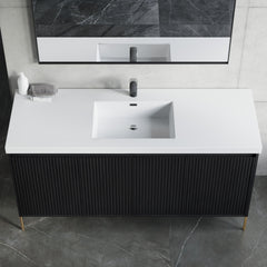 Dowell 61" Bathroom Topmount Resin Basin with Overflow - One 19-5/8" Sink, 4-3/8" Deep - 000 6122BPS Series