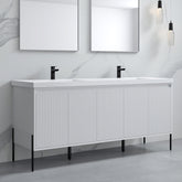 Dowell 72“ Fluted Bathroom Vanity Set – Assembled Cabinet Base with 5 Soft-Close Doors, Shelves & Resin Double Basin - 002 72 Sereis