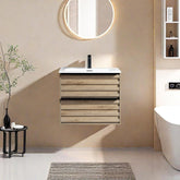Dowell Vanity with Sink, Modern Vanity Bathroom with 2 Extra Big Drawers, Wall Mounted Floating - 003 Series