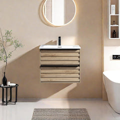 Dowell Vanity with Sink, Modern Vanity Bathroom with 2 Extra Big Drawers, Wall Mounted Floating - 003 Series