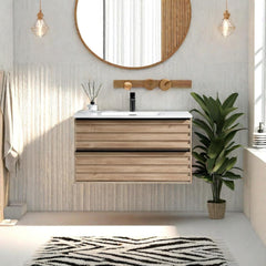 Dowell 36" Vanity with Sink, Modern Vanity Bathroom with 2 Extra Big Drawers, Wall Mounted Floating - 003 Series