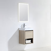 Dowell 18" to 48" Wall-Mounted Bathroom Vanity with Single Basin – One Soft-Close Drawer, One Open Shelf (48" Adds Two Soft-Close Doors) - 015 Series - Grey Ashtree