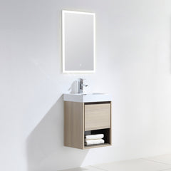 Dowell 18" to 48" Wall-Mounted Bathroom Vanity with Single Basin – One Soft-Close Drawer, One Open Shelf (48" Adds Two Soft-Close Doors) - 015 Series - Grey Ashtree