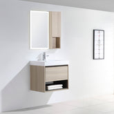 Dowell 24" Wall-Mounted Bathroom Vanity with Single Basin – One Soft-Close Drawer, One Open Shelf - 015 Series - Grey Ashtree