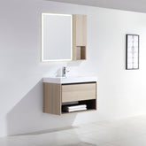 Dowell 30" Wall-Mounted Bathroom Vanity with Single Basin – One Soft-Close Drawer, One Open Shelf - 015 Series - Grey Ashtree