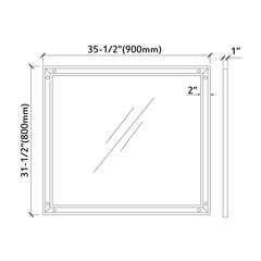 Dowell 36" Wall Mirror with Protective Black Trim Wooden Frame - Bathroom, Living Room, Hallway, Lobby - 028 36 Series
