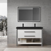 Dowell 48" Freestanding Black Bathroom Vanity with Double Basin - One/Two Soft-Close Drawers and One/Two Open Shelves - 028 Series