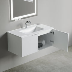 Dowell 36" Wall-Mounted/Floating Fluted Bathroom Vanity with Single Basin – Two Soft-Close Doors - 032 36 Series