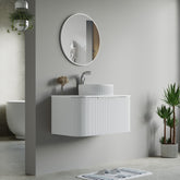 Dowell 36" Wall-Mounted/Floating Fluted Bathroom Vanity Combination Set - One 24" Fluted Base Vanity, Two Fluted Arc Sides, One Sintered Stone Top, One Fluted Vessel Sink - 032 36R Series