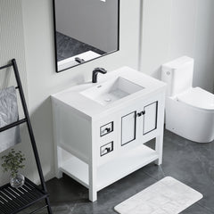 Dowell 36" Freestanding Bathroom Vanity with Single Basin - Two Soft-Close Doors, One Soft-Close Drawer, One Shelf - 036 36 Series