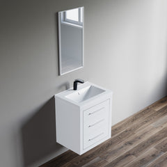 Dowell 24" Wall-Mounted/Floating Bathroom Vanity with Single Basin - Two Soft-Close Drawers - 041 24 Series