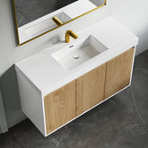 Dowell 48" Wall-Mounted or Freestanding Bathroom Vanity Set – White Assembled Vanity Base with 3 Soft-Close Doors & White Resin Single Basin Sink - 057 48 Series