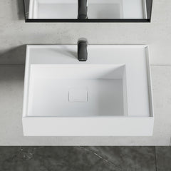 Dowell Wall Mounted Bathroom Sink Rectangular Bowl Stone Resin Sink Luxury ADA Compliant Sink Non-overflow & Single Faucet Hole Floating Sink Perfect for Every Bathroom - 070 2418 Series
