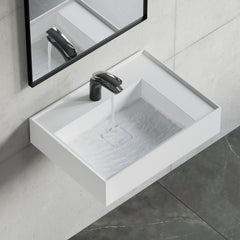 Dowell Wall Mounted Bathroom Sink Rectangular Bowl Stone Resin Sink Luxury ADA Compliant Sink Non-overflow & Single Faucet Hole Floating Sink Perfect for Every Bathroom - 070 2418 Series