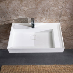 Dowell Wall Mounted Bathroom Sink Rectangular Bowl Stone Resin Sink Luxury ADA Compliant Sink Non-overflow & Single Faucet Hole Floating Sink Perfect for Every Bathroom - 070 3618 Series