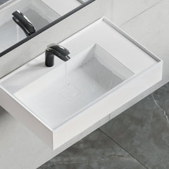 Dowell Wall Mounted Bathroom Sink Rectangular Bowl Stone Resin Sink Luxury ADA Compliant Sink Non-overflow & Single Faucet Hole Floating Sink Perfect for Every Bathroom - 070 3018 Series