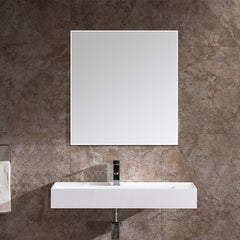 Dowell 36" Wall Mounted Bathroom Sink Rectangular Single Bowl Stone Resin Sink Luxury ADA Compliant (without Pedestal) Sink Non-overflow & Single Faucet Hole Floating Sink Perfect for Every Bathroom - ADA 070 Series