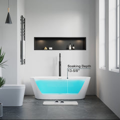 Dowell 59-1/8" Freestanding Stone Resin Oval Bathtub - 70 Gallon Capacity - 077 Series