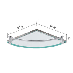 Dowell 9-7/8" Bathroom Shower Corner Glass Shelf with Rail and Wall Mounting Strips - Chrome - 2008 001 01 Series