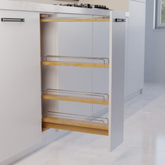 Dowell Base Filler Pullout Organizer with Adjustable Shelves - 3' Wide or 6" Wide, Wood - 4005 Series