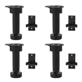 Dowell Base Cabinet Adjustable Leveler Legs with Toe Kick Clips, 4 Pack, Black Plastic - 4007 BL4 Series