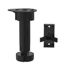 Dowell Base Cabinet Adjustable Leveler Legs with Toe Kick Clips, 4 Pack, Black Plastic - 4007 BL4 Series