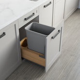 Dowell 15" Single Pull Out Wood Waste Container with Full Extension Soft-Close Slides, Bottom Mount