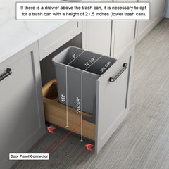 Dowell 15" Single Pull Out Wood Waste Container with Full Extension Soft-Close Slides, Bottom Mount