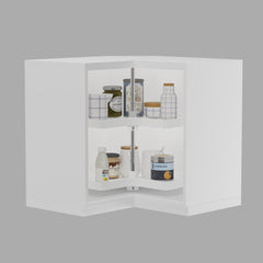 Dowell 2-Tier Lazy Susan - Kidney Shape for Corner Base Cabinets, Plastic Shelves, Swivel, White - 4011 270 Series