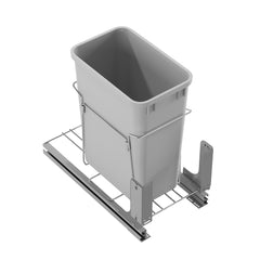 Dowell 15" Single Aluminum Base Wastebasket Pull Out with Full Extension Soft-Close Slides, Bottom Mount