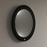 Dowell 28" Round LED Tunnel Wall Mirror - Touch Switch Light, Black Metal Frame - 5006 027 10ML