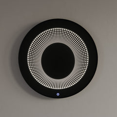 Dowell 28" Round LED Tunnel Wall Mirror - Touch Switch Light, Black Metal Frame - 5006 027 10ML