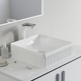Dowell 6004 Modern Bathroom Design Fluted Square Ceramic Vessel Sink