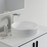 Dowell 6004 Modern Bathroom Design Fluted Round Ceramic Vessel Sink