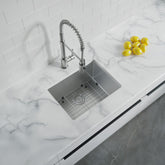 Dowell 20" L x 15" W Handcrafted Undermount Kitchen Sink 16 Gauge Stainless Steel 10" Depth Single Bowl With Grid Strainer