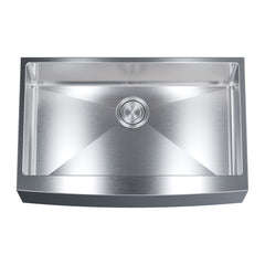 Dowell 32-7/8" L x 20-3/4" W Handcrafted Apron-Front Farmhouse Undermount Kitchen Sink 16 Gauge Stainless Steel 10" Depth Single Bowl With Grid Strainer