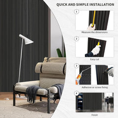 Dowell 3D Slat Wall Panels,Fluted Panels for Wall,Wall Decor Panels Noise Reduction, 95"H - 9001 9512 Series