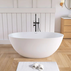 Dowell 55" Modern Freestanding Bathtub – Deep Soaking Solid Surface Resin Stone Tub - BT033 Series