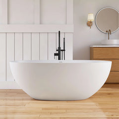 Dowell 61" Freestanding Compact Soaking Solid Surface Bathtub-BT033 Series